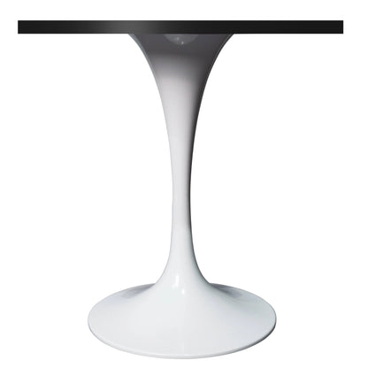 LeisureMod Verve Collection 24"Square Dining Table, Black/White/Brushed Gold Base with Black MDF Top - Elax Furniture