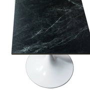 LeisureMod Verve Collection 24"Square Dining Table, Black/White/Brushed Gold Base with Black MDF Top - Elax Furniture