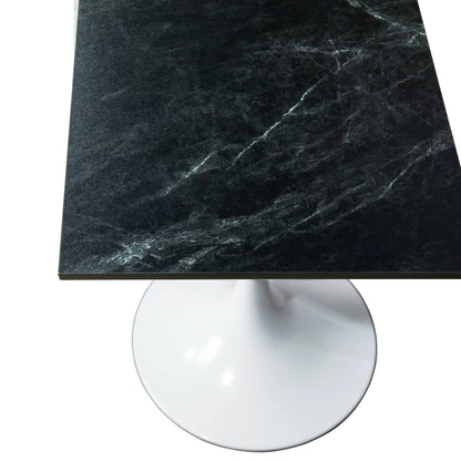 LeisureMod Verve Collection 24"Square Dining Table, Black/White/Brushed Gold Base with Black MDF Top - Elax Furniture