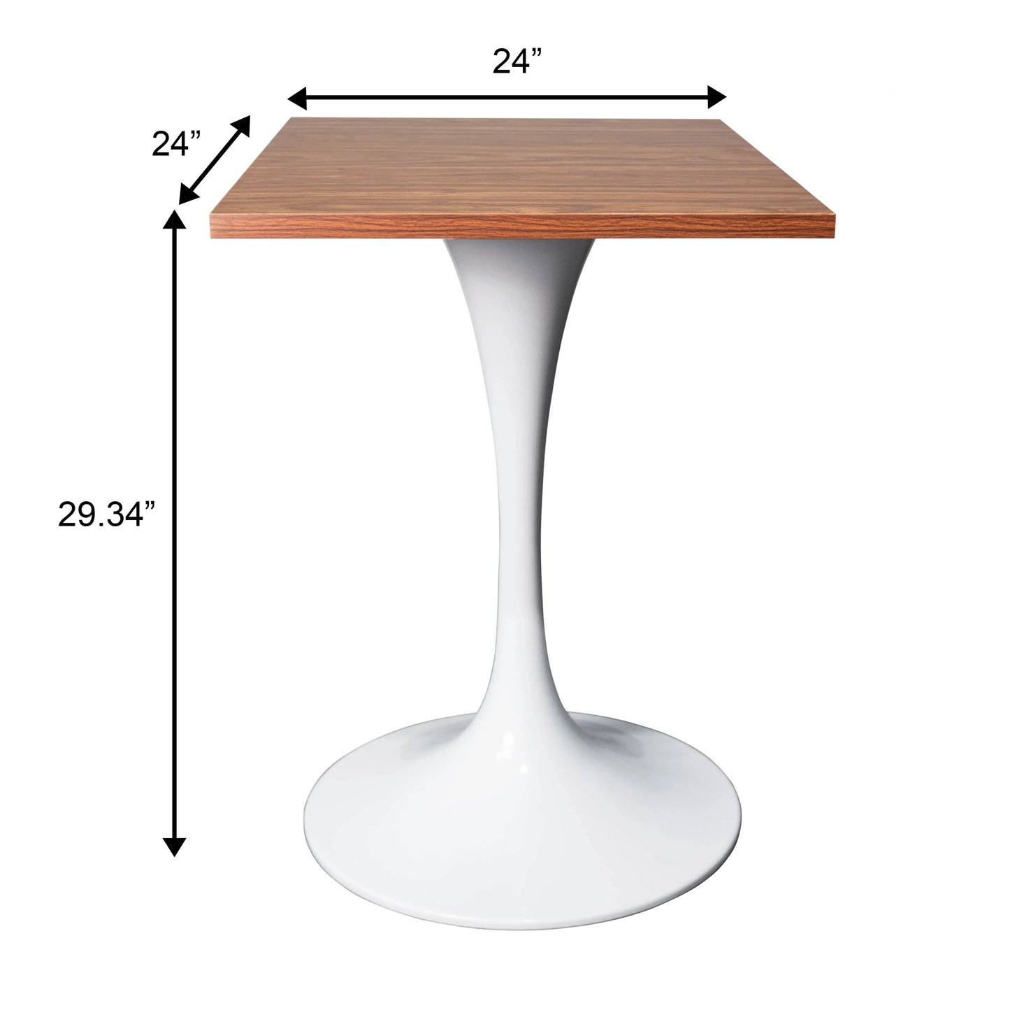 LeisureMod Verve Collection 24"Square Dining Table, Black/White/Brushed Gold Base with Black MDF Top - Elax Furniture