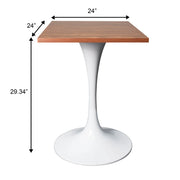 LeisureMod Verve Collection 24"Square Dining Table, Black/White/Brushed Gold Base with Black MDF Top - Elax Furniture