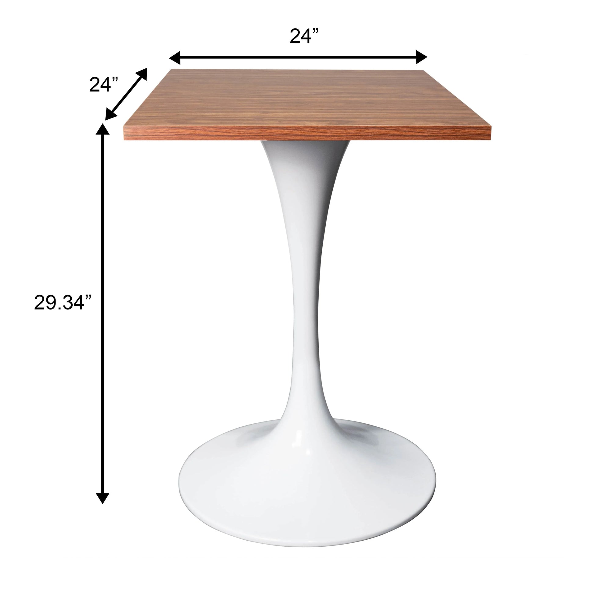 LeisureMod Verve Collection 24"Square Dining Table, Black/White/Brushed Gold Base with Black MDF Top - Elax Furniture
