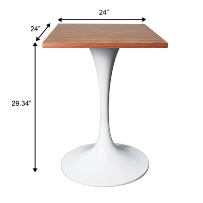 LeisureMod Verve Collection 24"Square Dining Table, Black/White/Brushed Gold Base with Black MDF Top - Elax Furniture