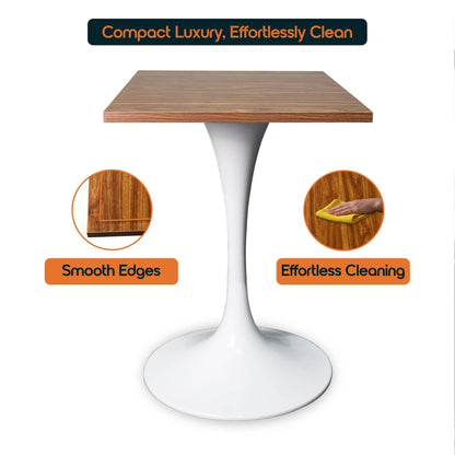 LeisureMod Verve Collection 24"Square Dining Table, Black/White/Brushed Gold Base with Black MDF Top - Elax Furniture