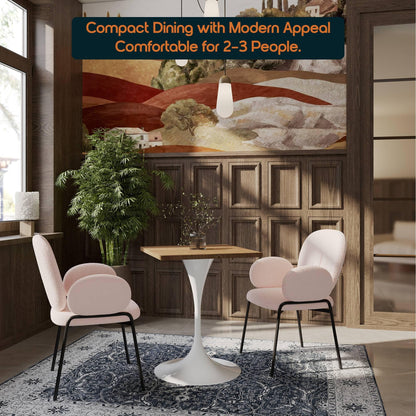 LeisureMod Verve Collection 24"Square Dining Table, Black/White/Brushed Gold Base with Black MDF Top - Elax Furniture