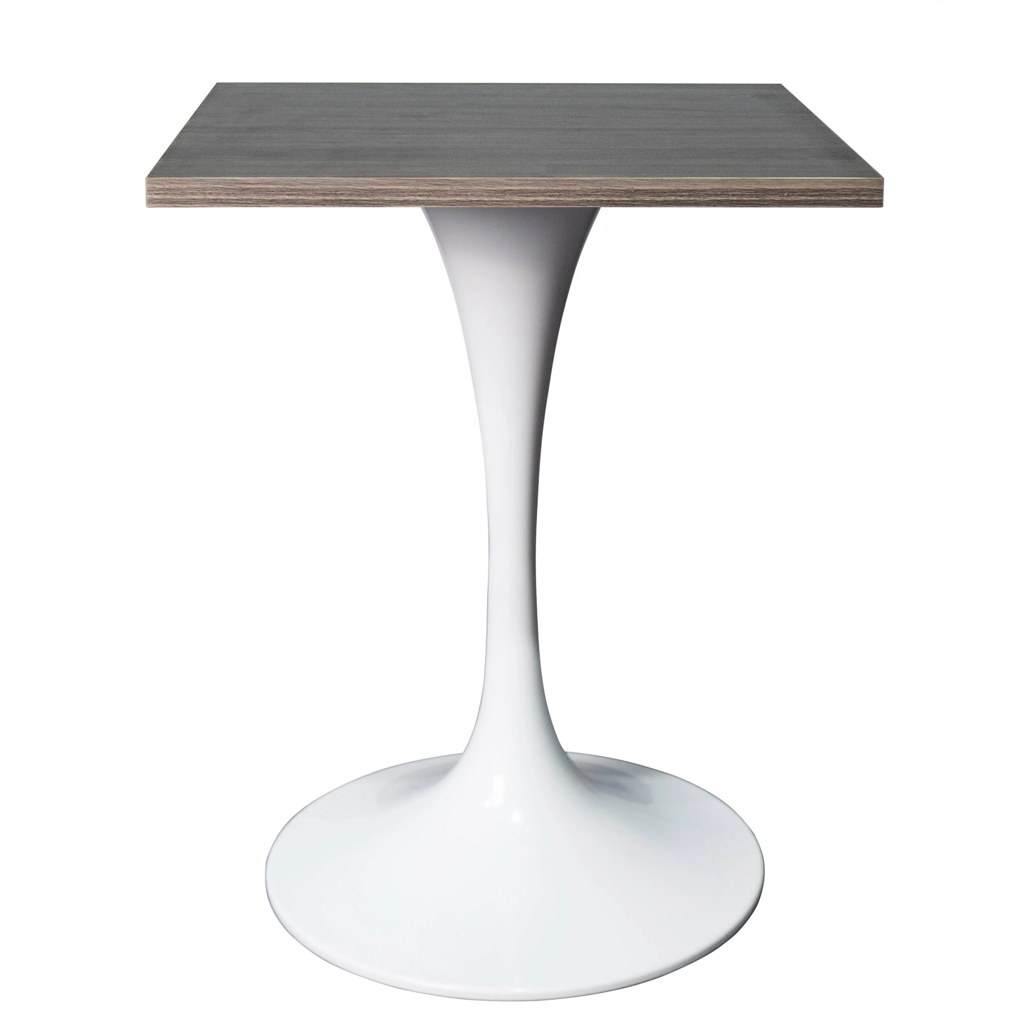 LeisureMod Verve Collection 24"Square Dining Table, Black/White/Brushed Gold Base with Black MDF Top - Elax Furniture