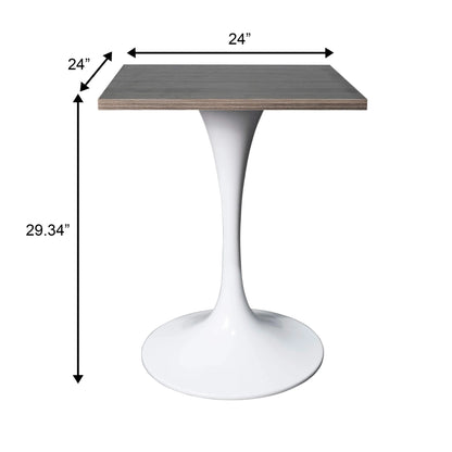 LeisureMod Verve Collection 24"Square Dining Table, Black/White/Brushed Gold Base with Black MDF Top - Elax Furniture