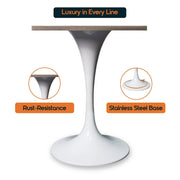 LeisureMod Verve Collection 24"Square Dining Table, Black/White/Brushed Gold Base with Black MDF Top - Elax Furniture