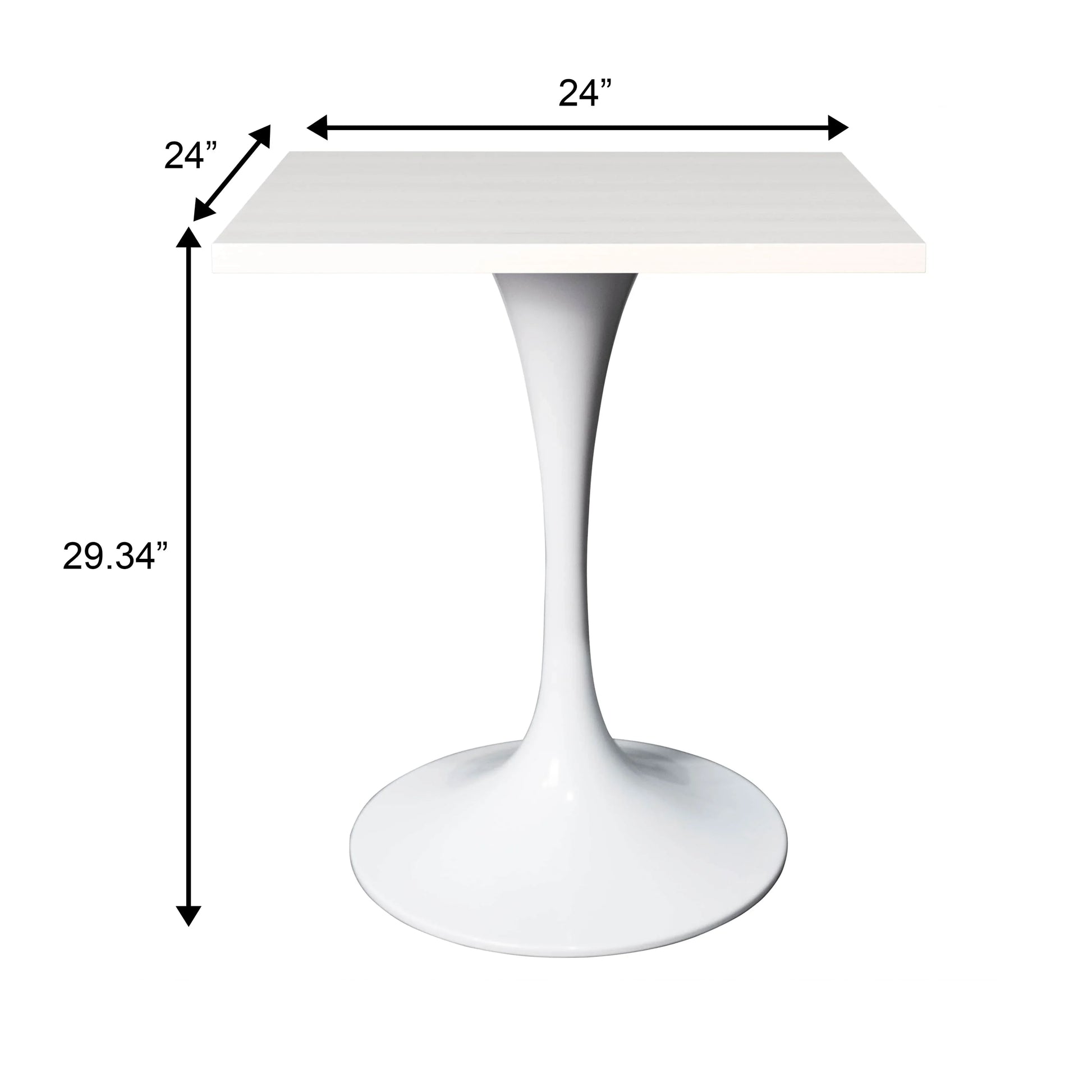 LeisureMod Verve Collection 24"Square Dining Table, Black/White/Brushed Gold Base with Black MDF Top - Elax Furniture