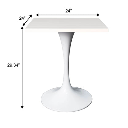LeisureMod Verve Collection 24"Square Dining Table, Black/White/Brushed Gold Base with Black MDF Top - Elax Furniture