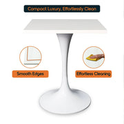 LeisureMod Verve Collection 24"Square Dining Table, Black/White/Brushed Gold Base with Black MDF Top - Elax Furniture