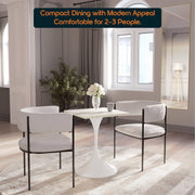 LeisureMod Verve Collection 24"Square Dining Table, Black/White/Brushed Gold Base with Black MDF Top - Elax Furniture