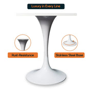 LeisureMod Verve Collection 24"Square Dining Table, Black/White/Brushed Gold Base with Black MDF Top - Elax Furniture