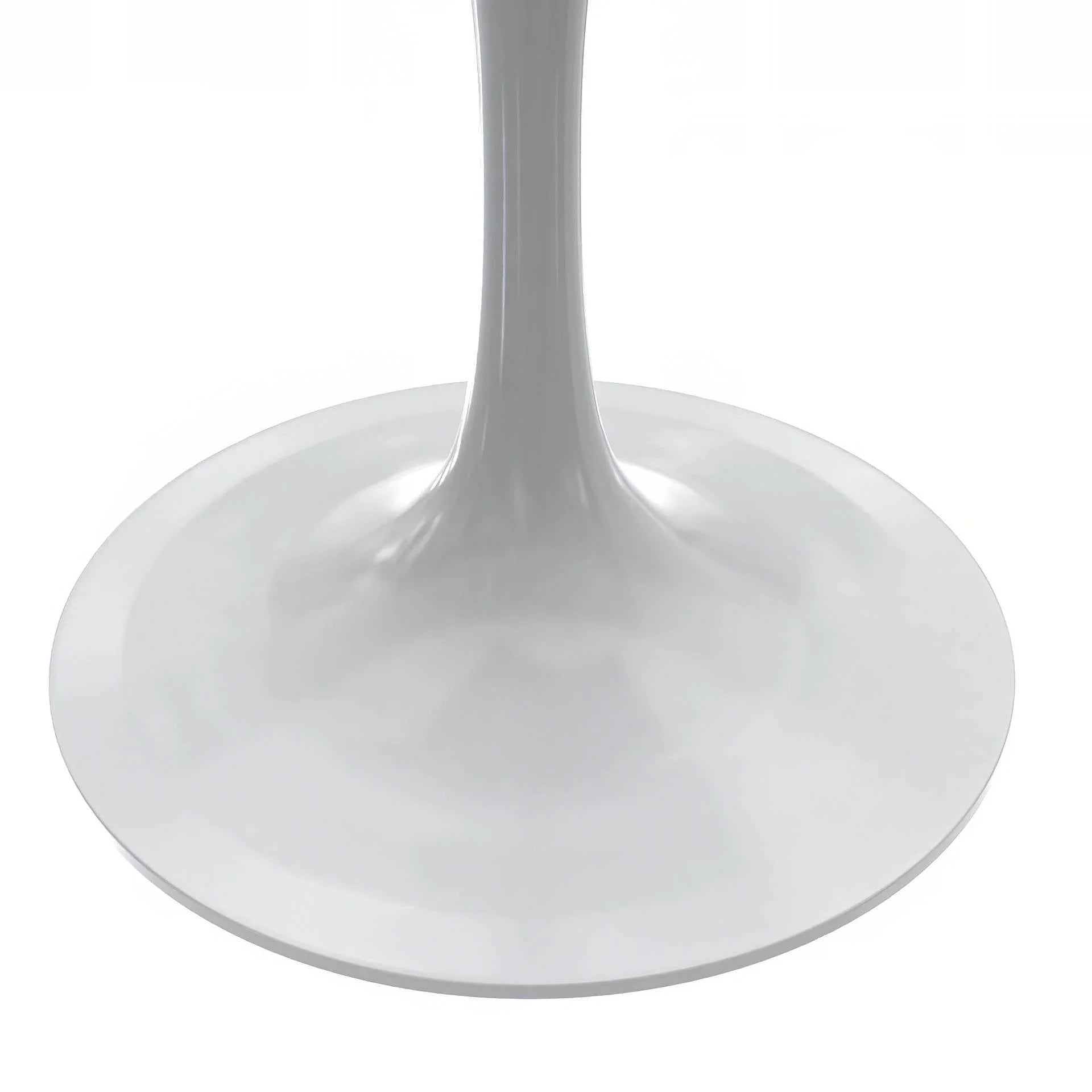 Verve Square Dining Table with a Laminated White Marbleized Tabletop and White Steel Pedestal Base - Elax Furniture