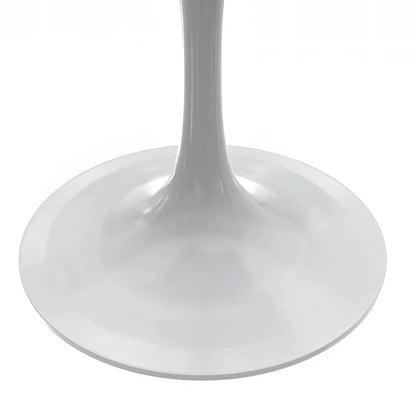 Verve Square Dining Table with a Laminated White Marbleized Tabletop and White Steel Pedestal Base - Elax Furniture