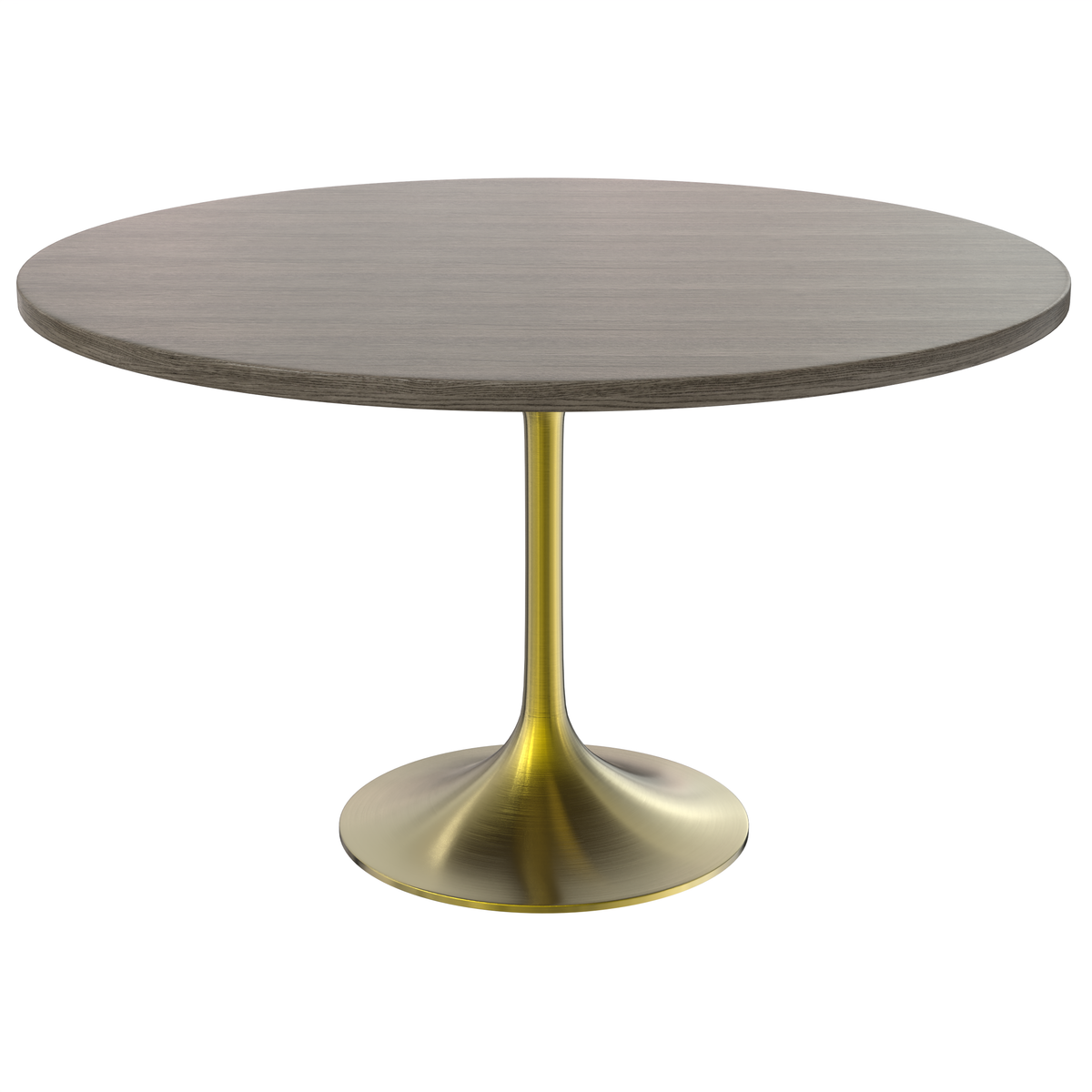 Verve Round Dining Table with MDF/Sintered Stone/Resin Tabletop in Gold Stainless Steel Pedestal Base MDF 48 Inch Dark Maple Dining Table Leisuremod