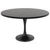 Verve Round Dining Table with MDF/Sintered Stone/Resin Tabletop in Black Stainless Steel Pedestal Base