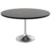 Verve Round Dining Table with MDF/Sintered Stone/Resin Tabletop in Silver Stainless Steel Pedestal Base