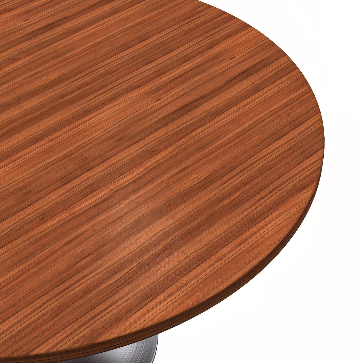Verve Round Dining Table with MDF/Sintered Stone/Resin Tabletop in Silver Stainless Steel Pedestal Base MDF 48 Inch Cognac Brown Dining Table Leisuremod