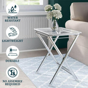 Victorian Acrylic Foldable End Side Table Tray with Chrome Metal Legs - Elax Furniture