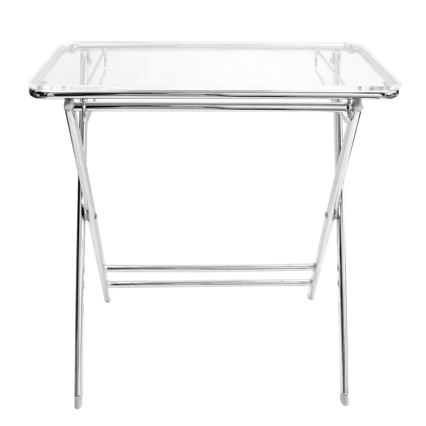 Victorian Acrylic Foldable End Side Table Tray with Chrome Metal Legs - Elax Furniture