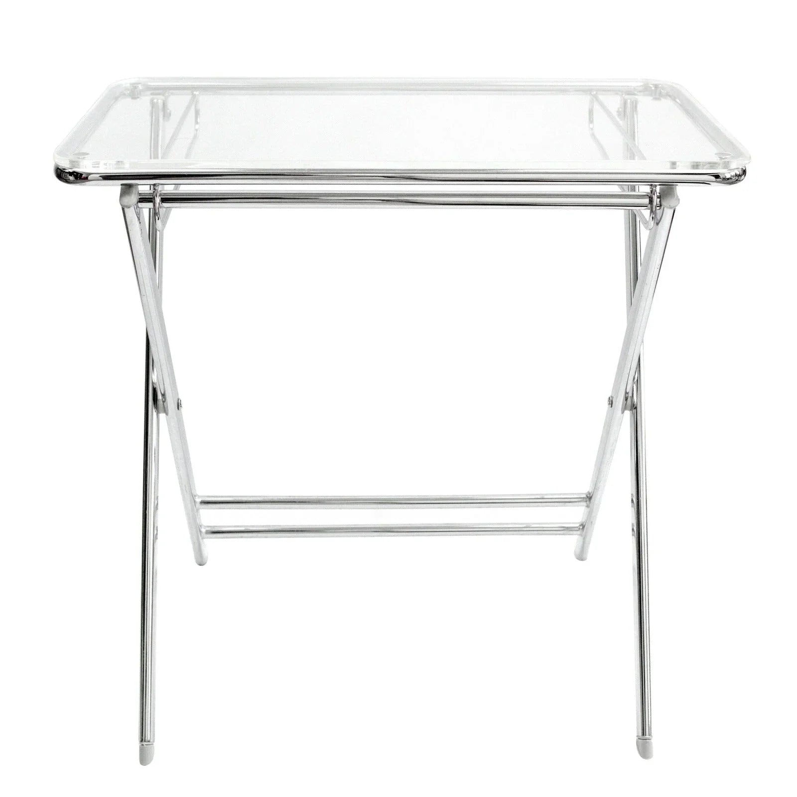 Victorian Acrylic Foldable End Side Table Tray with Chrome Metal Legs - Elax Furniture
