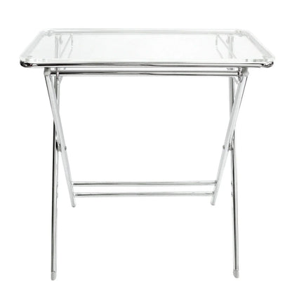 Victorian Acrylic Foldable End Side Table Tray with Chrome Metal Legs - Elax Furniture