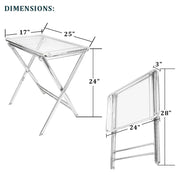 Victorian Acrylic Foldable End Side Table Tray with Chrome Metal Legs - Elax Furniture