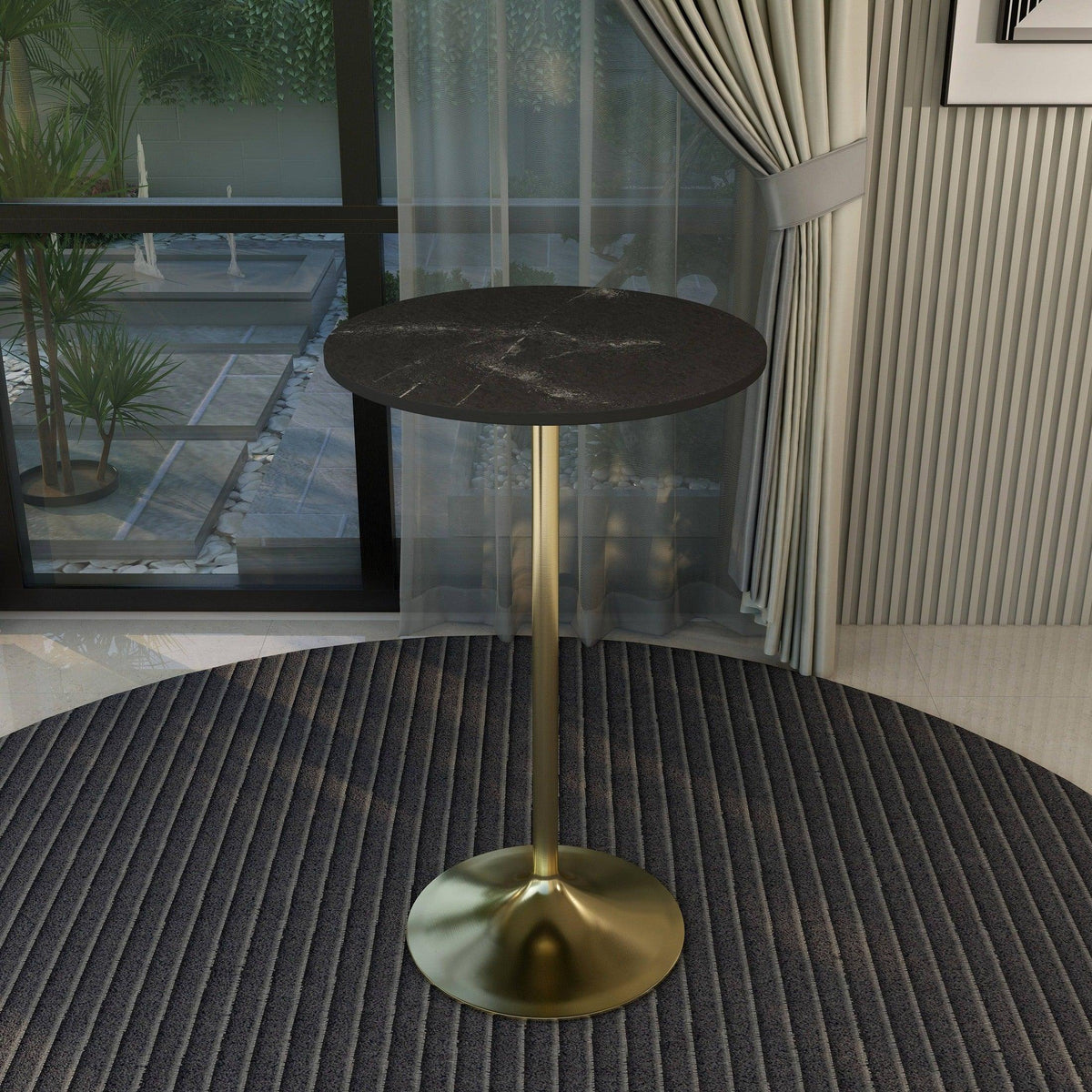 Verve Bar Height Dining Table with 27" Round MDF Top and Gold Stainless Steel Pedestal Base - Elax Furniture