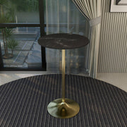 Verve Bar Height Dining Table with 27" Round MDF Top and Gold Stainless Steel Pedestal Base - Elax Furniture