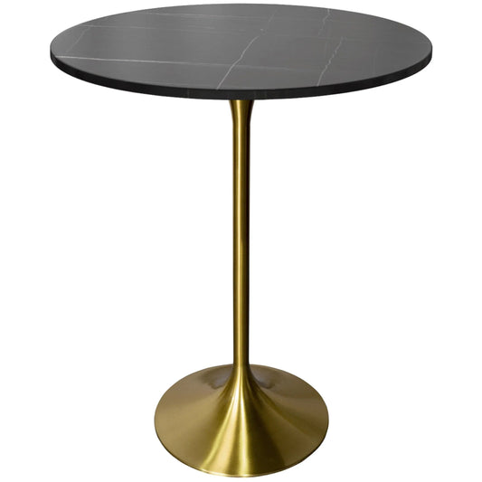 Verve Bar Height Dining Table with 27" Round Sintered Stone Top and Gold Stainless Steel Base - Elax Furniture