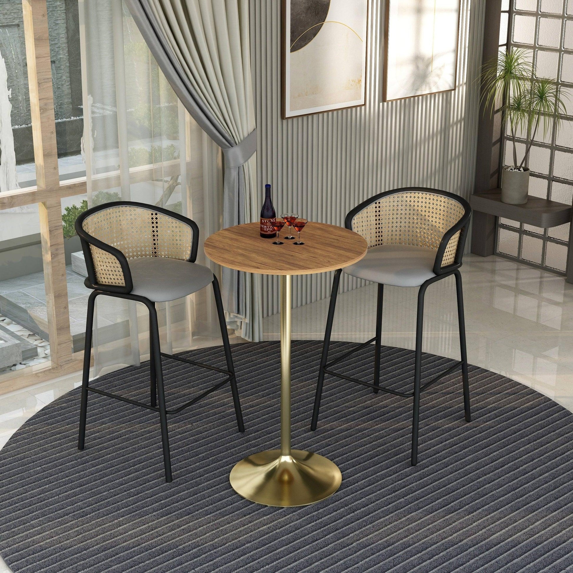 Verve Bar Height Dining Table with 27" Round MDF Top and Gold Stainless Steel Pedestal Base - Elax Furniture