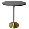 Verve Bar Height Dining Table with 27" Round MDF Top and Gold Stainless Steel Pedestal Base