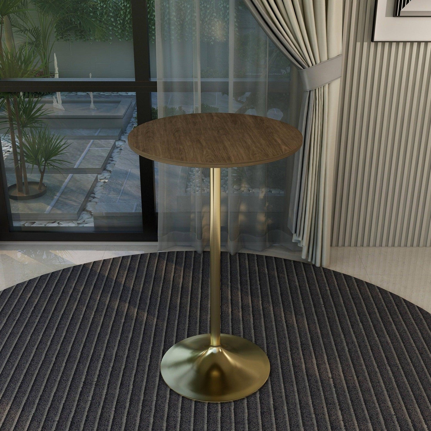 Verve Bar Height Dining Table with 27" Round MDF Top and Gold Stainless Steel Pedestal Base - Elax Furniture