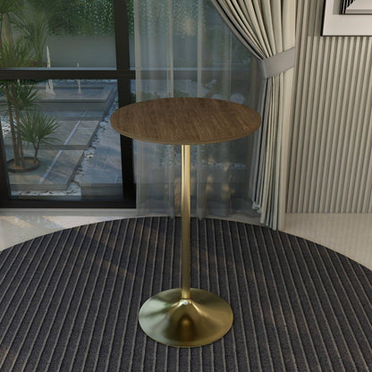 Verve Bar Height Dining Table with 27" Round MDF Top and Gold Stainless Steel Pedestal Base - Elax Furniture
