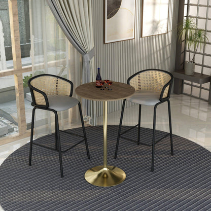 Verve Bar Height Dining Table with 27" Round MDF Top and Gold Stainless Steel Pedestal Base - Elax Furniture