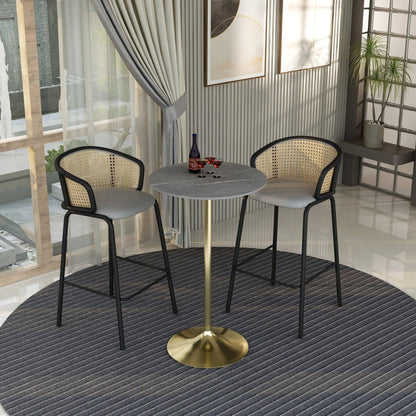 Verve Bar Height Dining Table with 27" Round Sintered Stone Top and Gold Stainless Steel Base - Elax Furniture