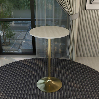 Verve Bar Height Dining Table with 27" Round MDF Top and Gold Stainless Steel Pedestal Base - Elax Furniture