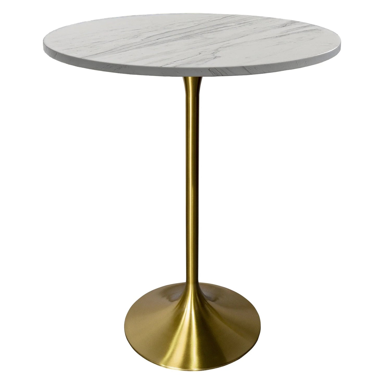 Verve Bar Height Dining Table with Round White Resin Top and Gold Stainless Steel Base - Elax Furniture