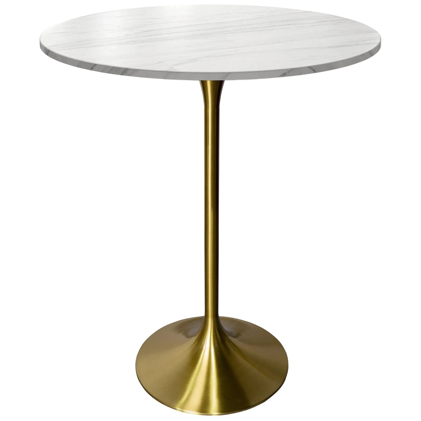 Verve Bar Height Dining Table with 27" Round Sintered Stone Top and Gold Stainless Steel Base - Elax Furniture