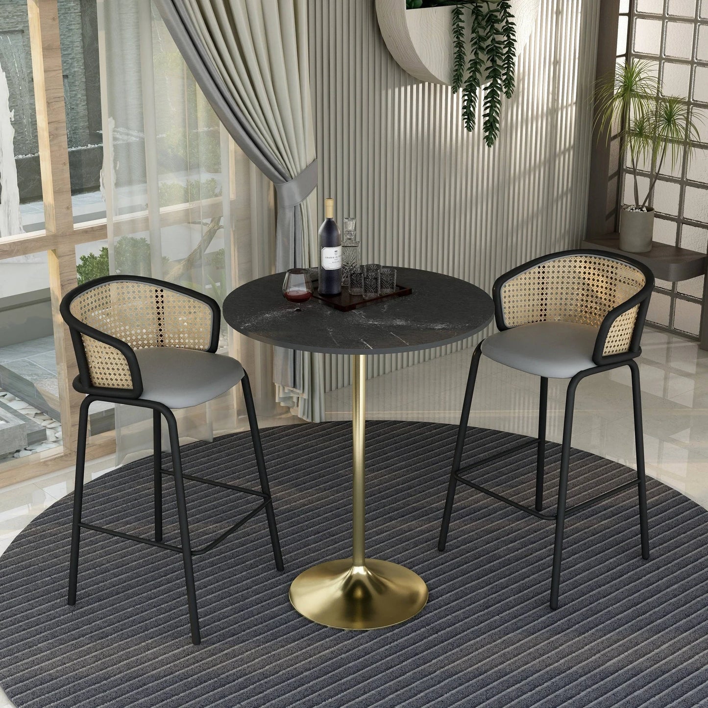 Verve Bar Height Dining Table with 36" Round MDF Top and Gold Stainless Steel Pedestal Base - Elax Furniture
