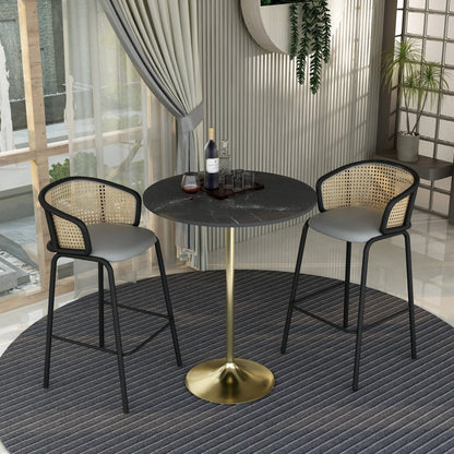 Verve Bar Height Dining Table with 36" Round MDF Top and Gold Stainless Steel Pedestal Base - Elax Furniture