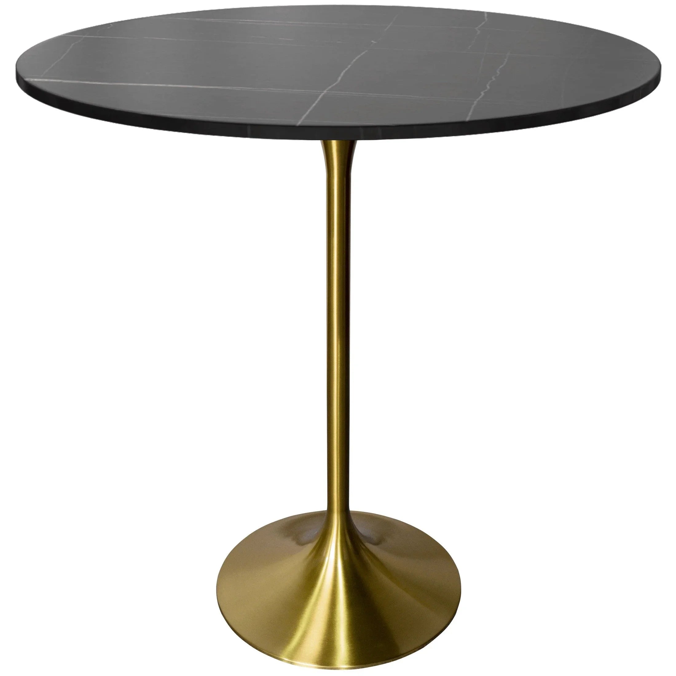Verve Bar Height Dining Table with 36" Round Sintered Stone Top and Gold Stainless Steel Base - Elax Furniture
