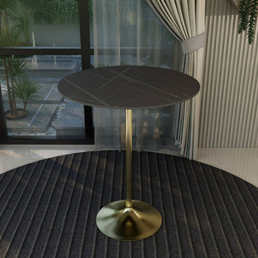 Verve Bar Height Dining Table with 36" Round Sintered Stone Top and Gold Stainless Steel Base - Elax Furniture