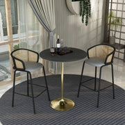 Verve Bar Height Dining Table with 36" Round Sintered Stone Top and Gold Stainless Steel Base - Elax Furniture