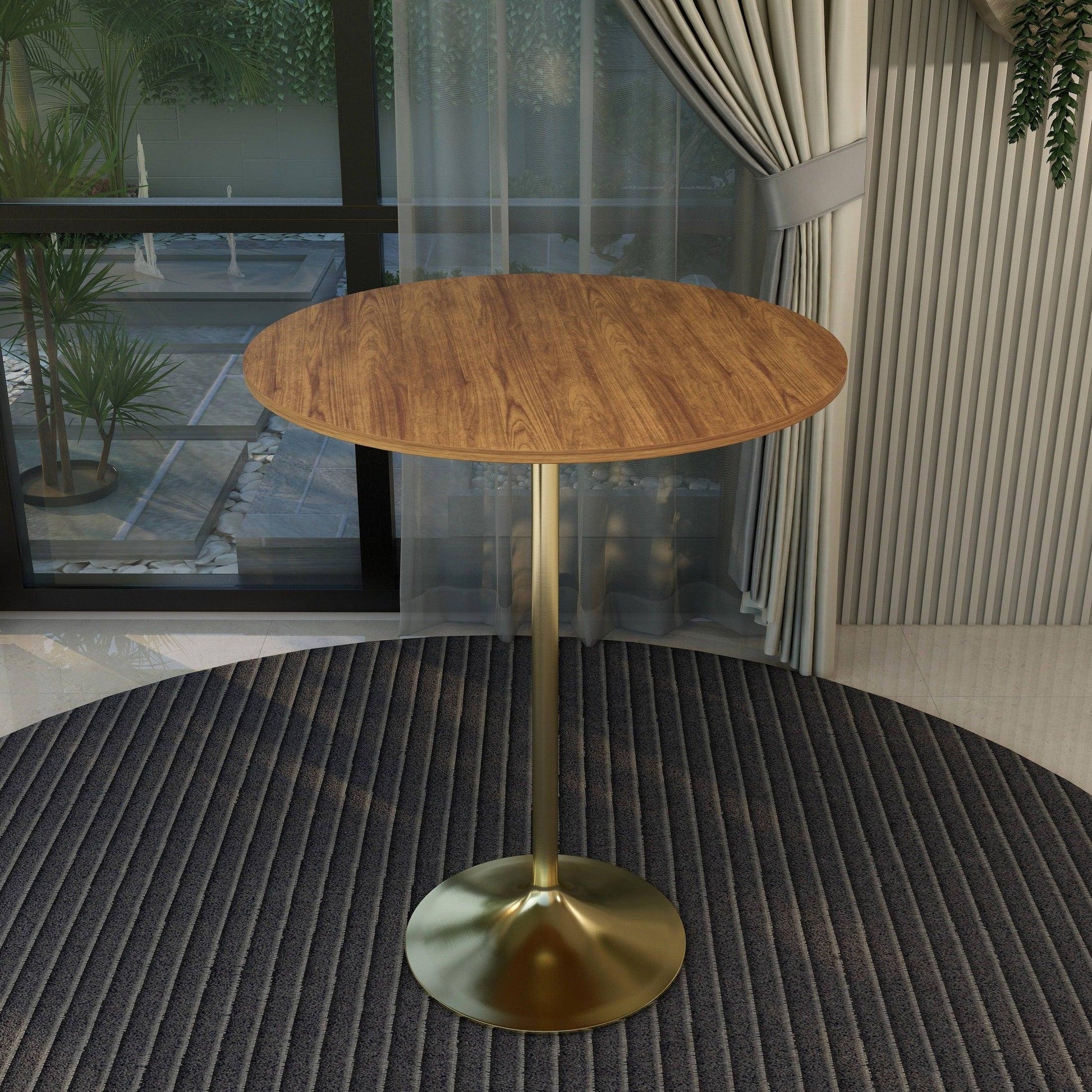 Verve Bar Height Dining Table with 36" Round MDF Top and Gold Stainless Steel Pedestal Base - Elax Furniture