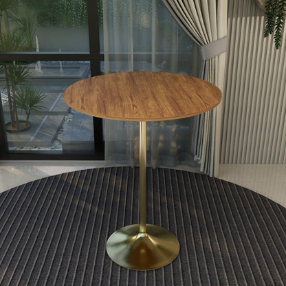 Verve Bar Height Dining Table with 36" Round MDF Top and Gold Stainless Steel Pedestal Base - Elax Furniture