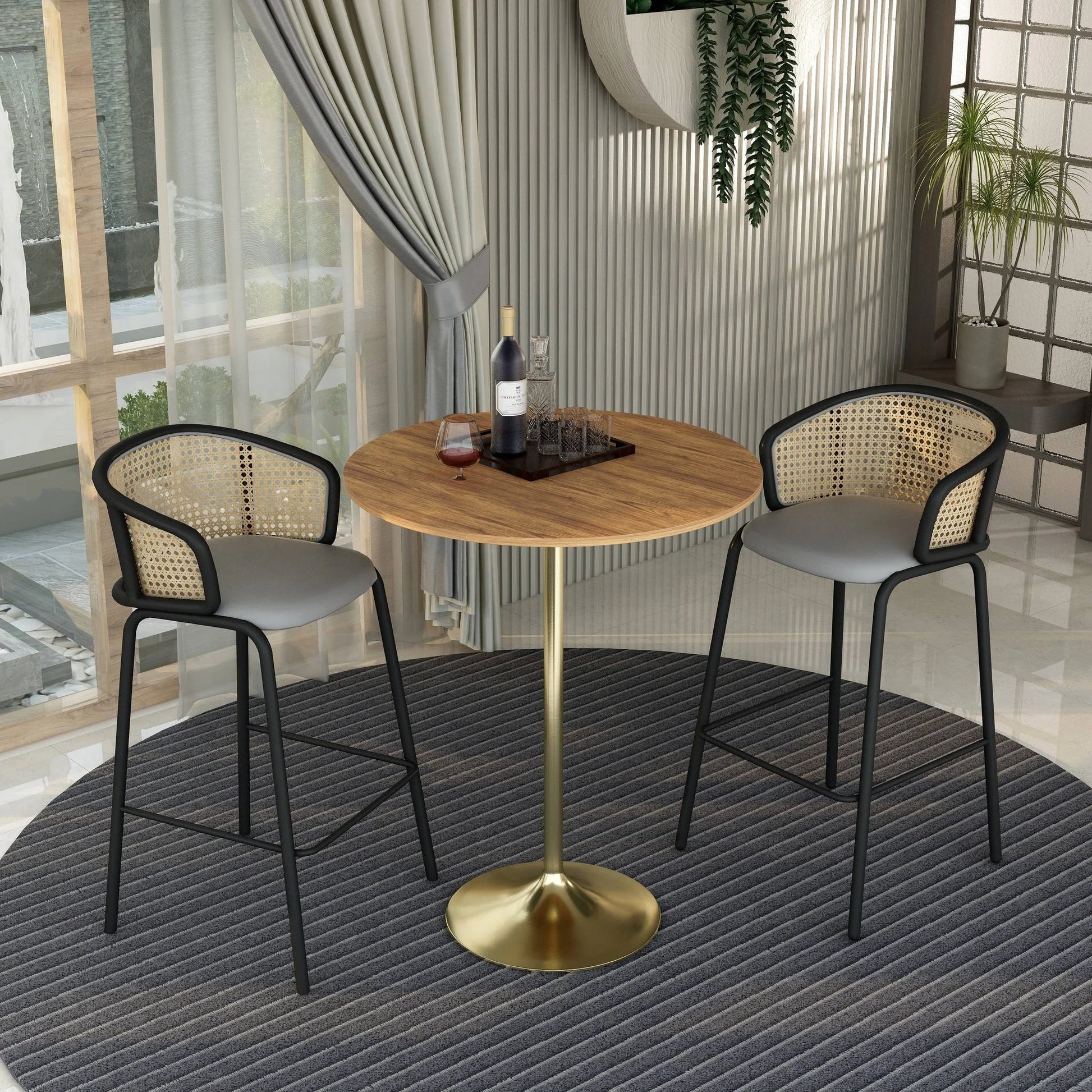 Verve Bar Height Dining Table with 36" Round MDF Top and Gold Stainless Steel Pedestal Base - Elax Furniture