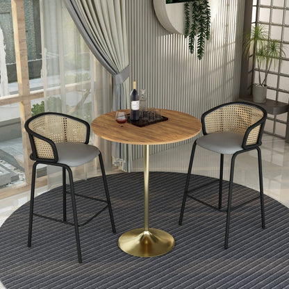 Verve Bar Height Dining Table with 36" Round MDF Top and Gold Stainless Steel Pedestal Base - Elax Furniture