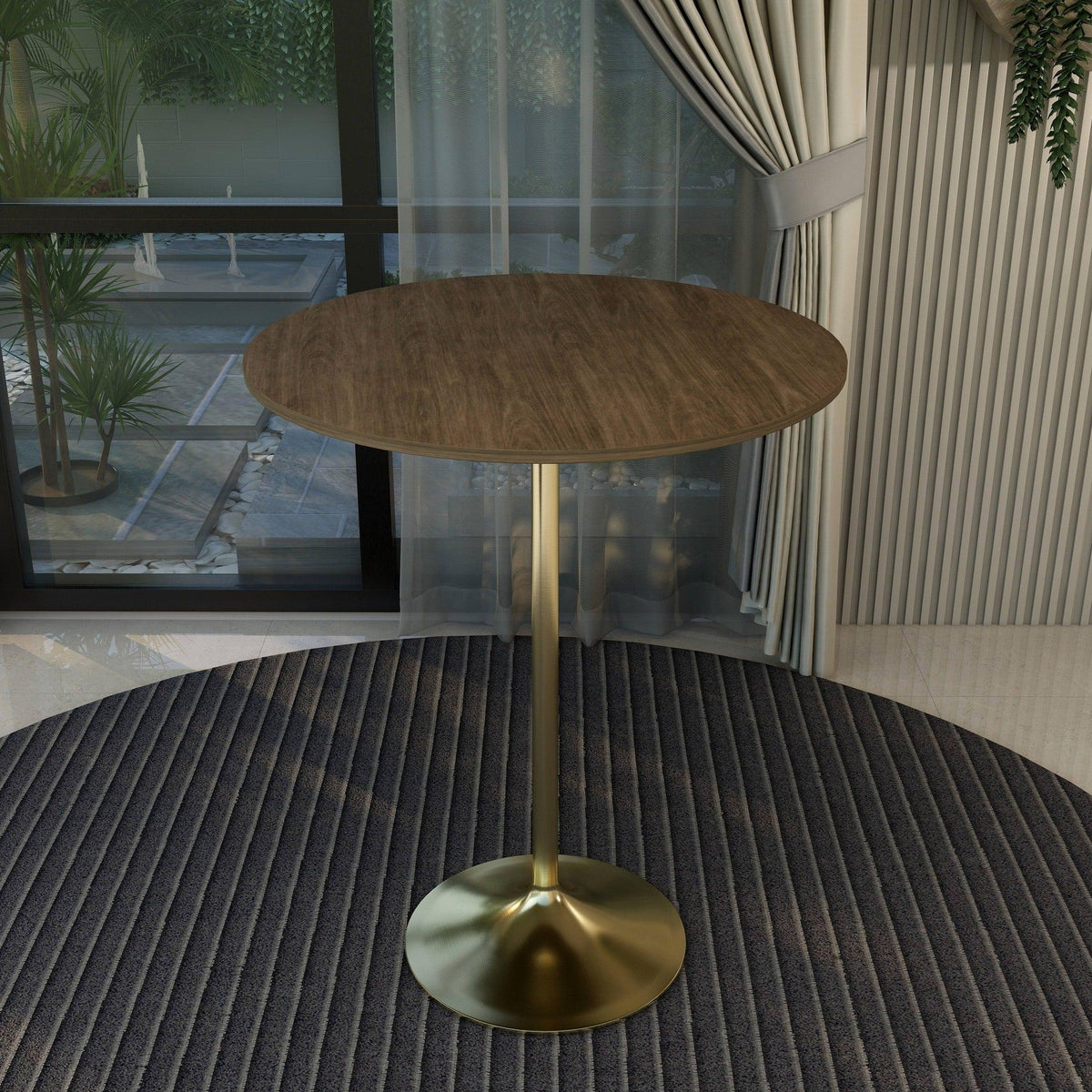 Verve Bar Height Dining Table with 36" Round MDF Top and Gold Stainless Steel Pedestal Base - Elax Furniture